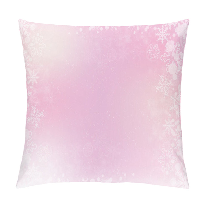 Personality  Gradient Pink Elegant Winter Background With Snowflake Border Pillow Covers