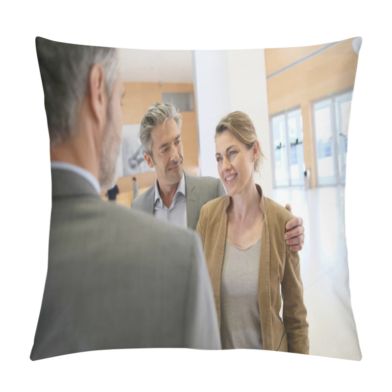 Personality  Adviser Giving Handshake Pillow Covers