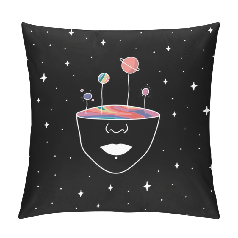 Personality  Hand Drawn Rainbow Planets In The Space Pillow Covers