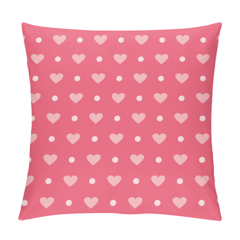 Personality  Pink Vector Background With Hearts And Polka Dots. Cute Seamless Pattern For Valentines Desktop Wallpaper Or Lovely Website Design. Pillow Covers