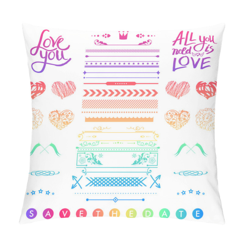 Personality  Set Of Romantic Elements For A Wedding Invitation Pillow Covers