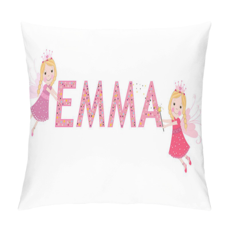 Personality  Emma Female Name With Cute Fairy Tale Vector Pillow Covers