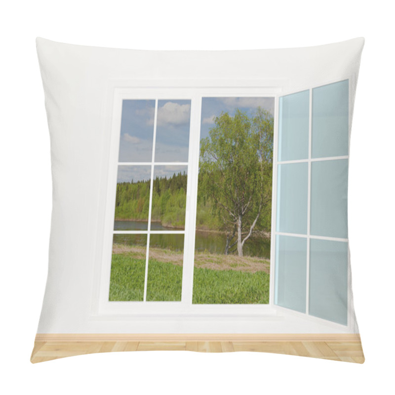 Personality  Summer Landscape Behind A Window Pillow Covers