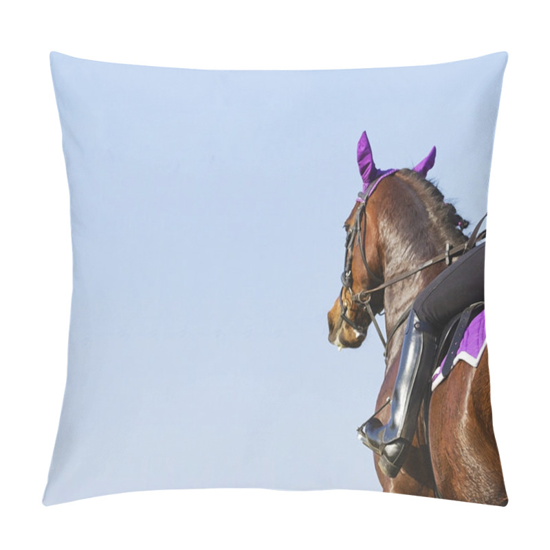 Personality  Beautiful Caucasian Woman Riding Thoroughbred Horse Pillow Covers