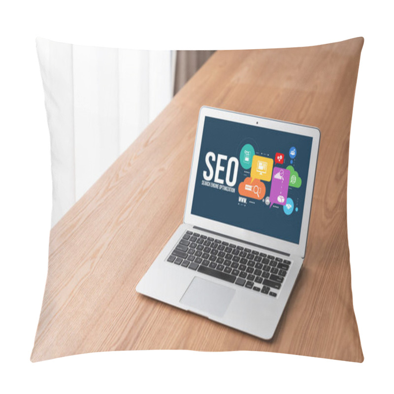 Personality  SEO Search Engine Optimization For Modish E-commerce And Online Retail Business Showing On Computer Screen Pillow Covers