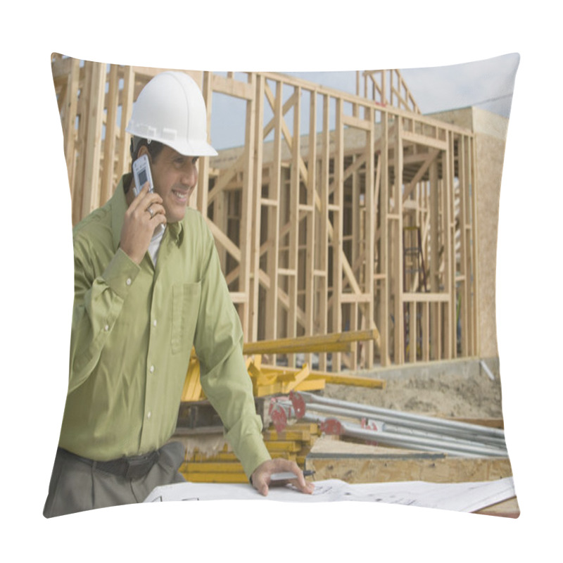 Personality  Construction Worker With Cellphone Pillow Covers