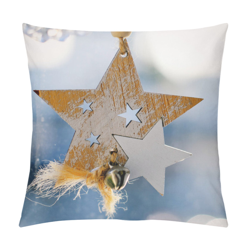 Personality  Hanging Wooden Star Ornament With Bell Pillow Covers