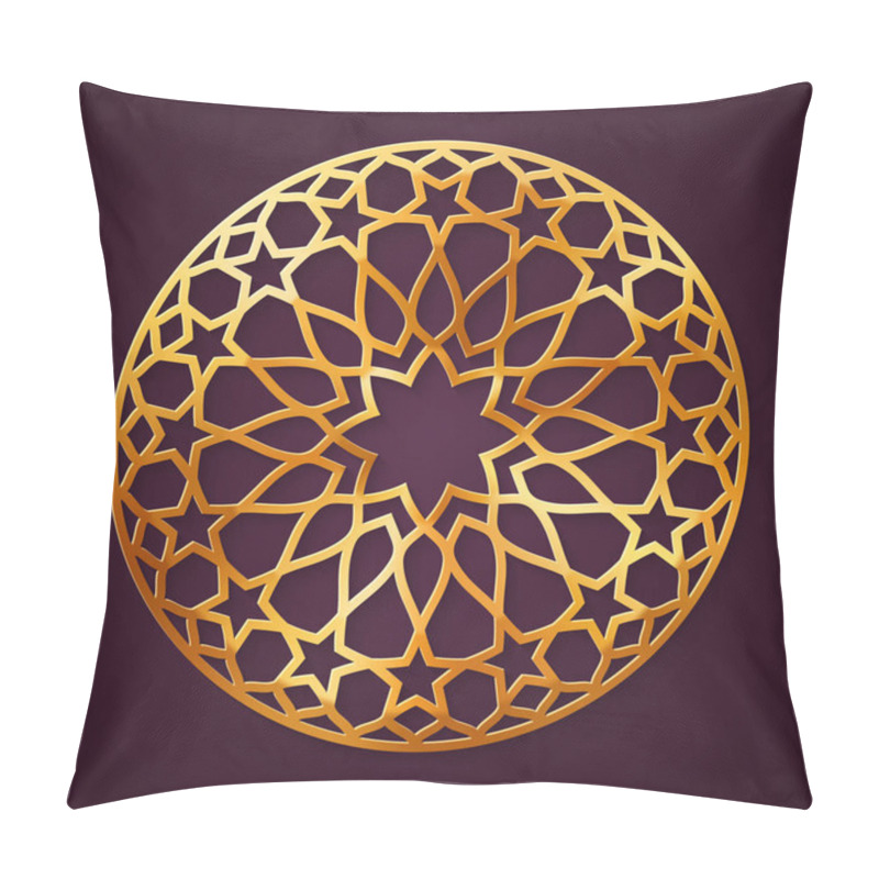 Personality  Golden, Arabic Round Pattern, Traditional Eastern Ornament, EPS 10 Contains Transparency Pillow Covers