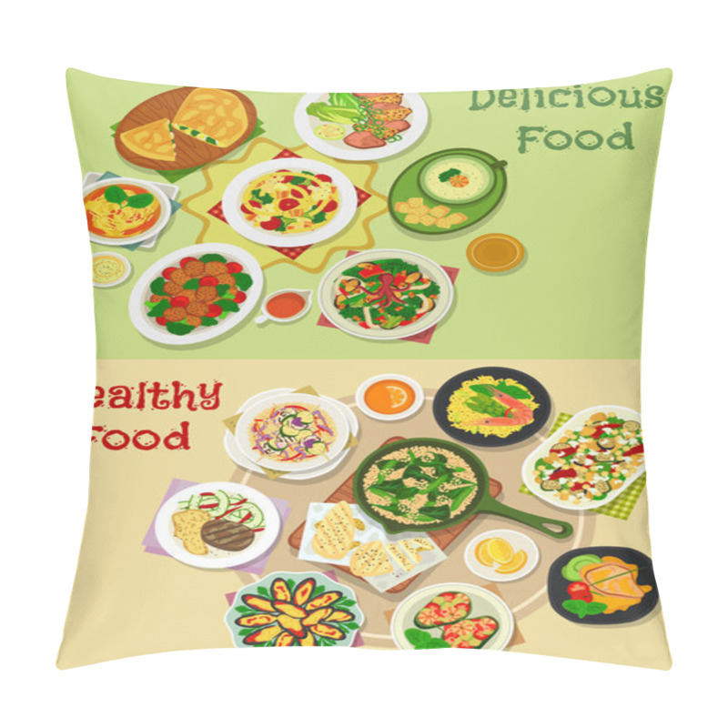 Personality  Main Meal Icon Set For Food Theme Design Pillow Covers