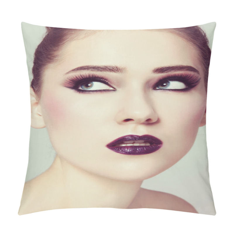 Personality  Portrait Of Young Beautiful Girl Pillow Covers