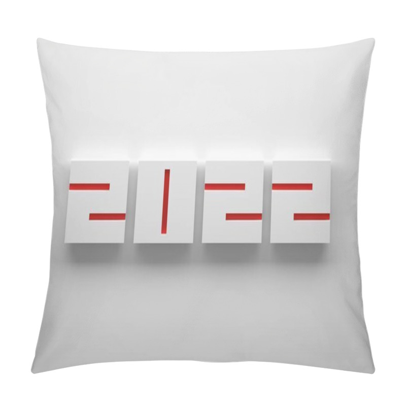 Personality  Minimalist New Year Greeting Card For 2022 With Large Square Geometric Numbers. 3d Illustration. Pillow Covers