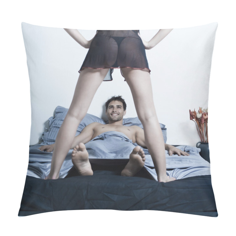 Personality  Young Couple In A Bed Pillow Covers