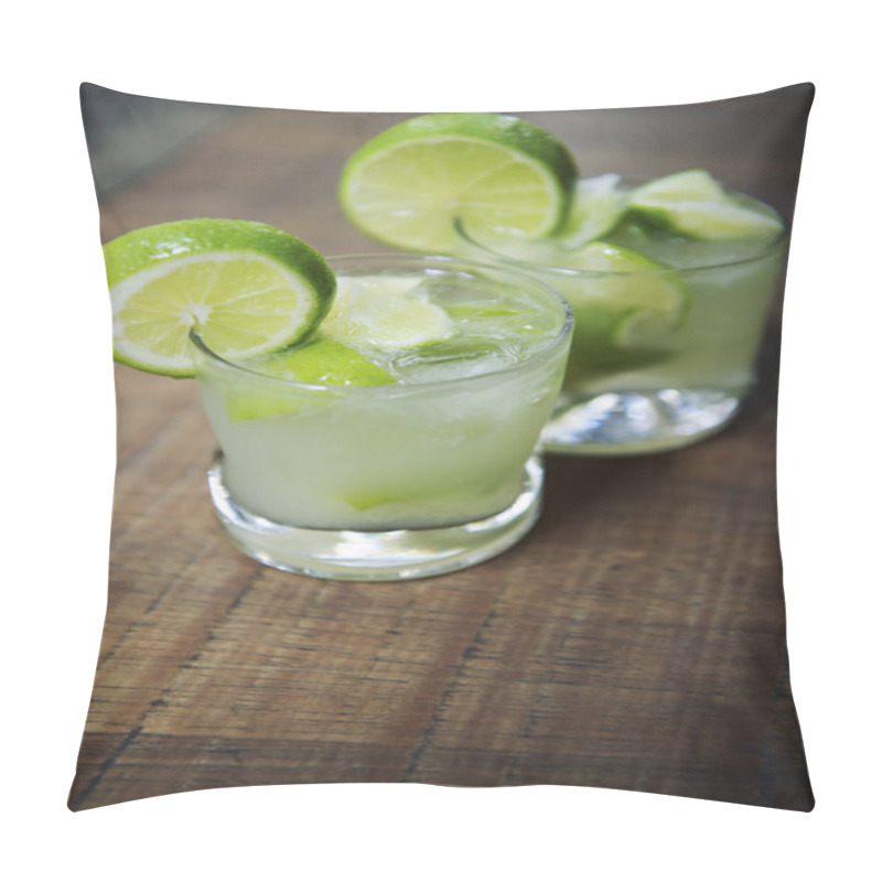 Personality  Two Fresh Lime Caipirinhas Wood Table Pillow Covers