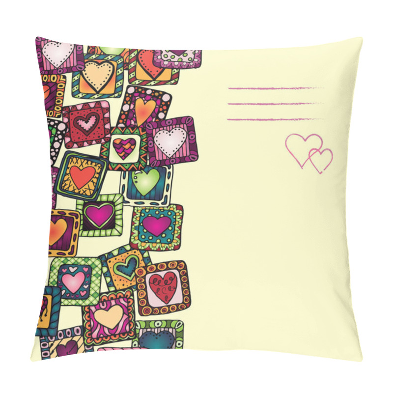 Personality  Unique Abstract Hand Drawn Ethnic Pattern Card Set With Original Hearts Pillow Covers