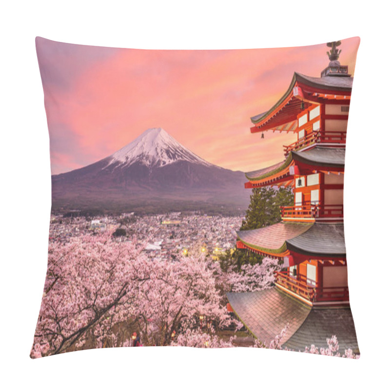 Personality  Mt. Fuji And Pagoda In Spring Pillow Covers