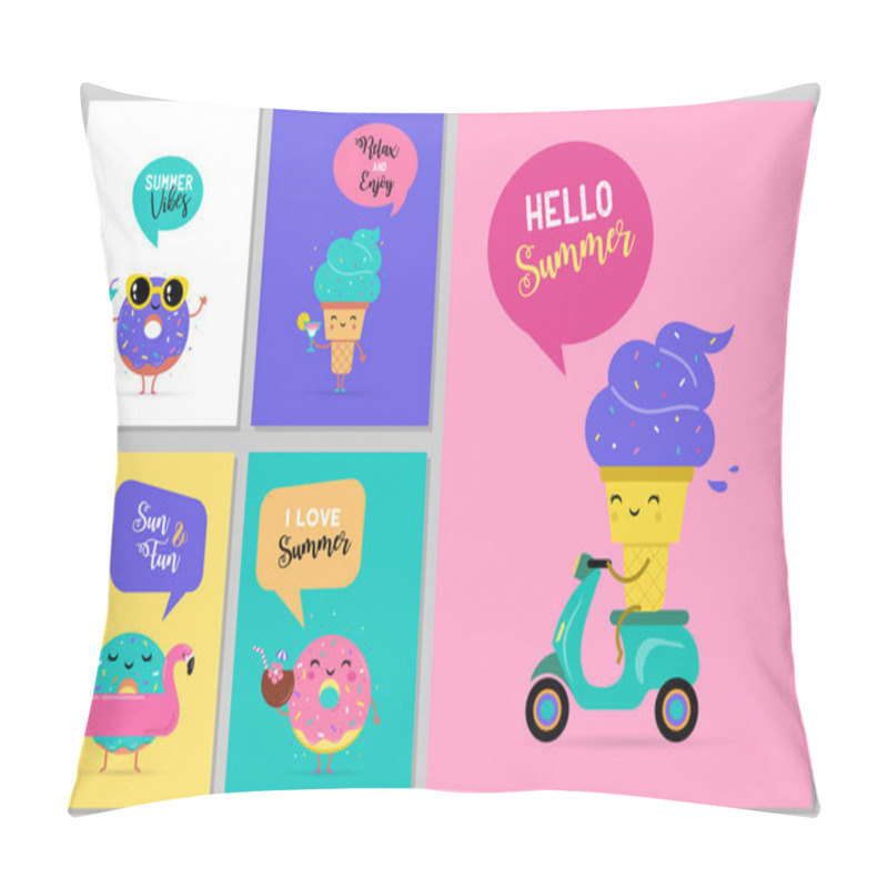 Personality  Sweet Summer - Cute Ice Cream, Watermelon And Donuts Characters Make Fun Pillow Covers