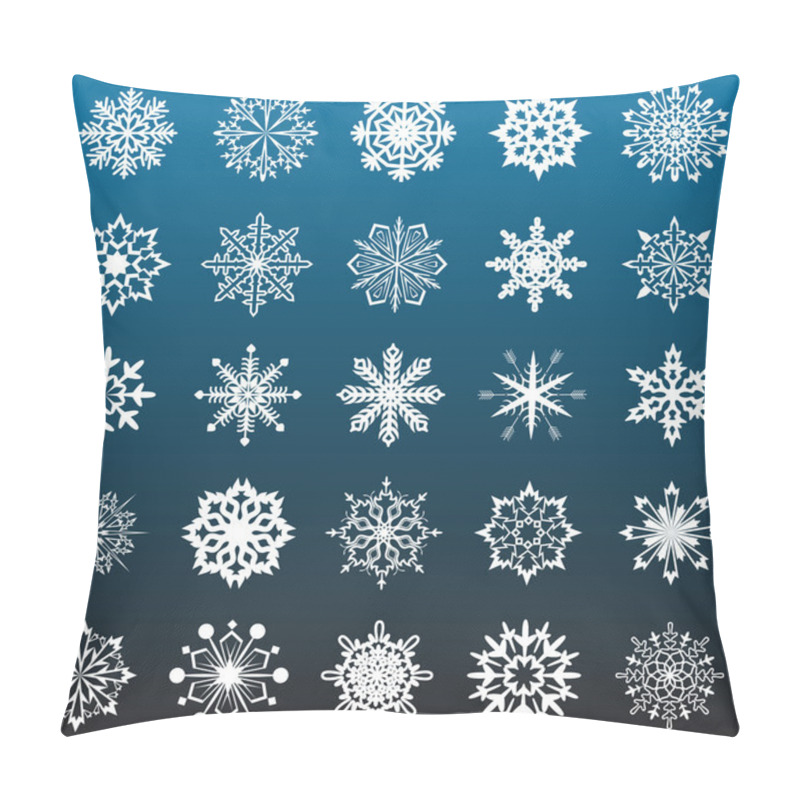 Personality  Snowflakes Vector Collection Isolated On Dark Blue Background. Pillow Covers