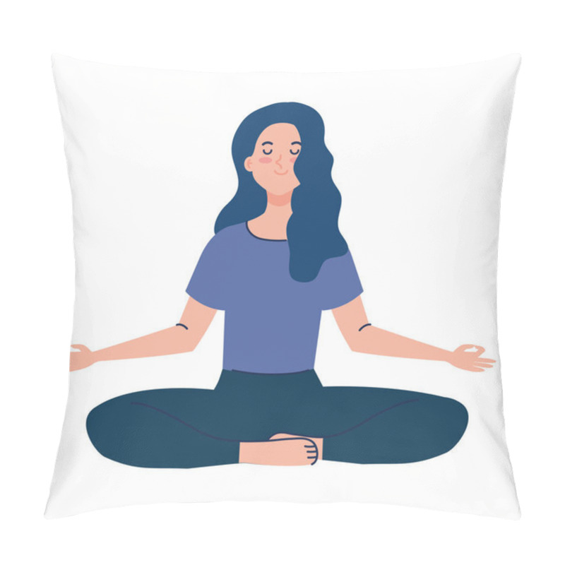 Personality  Woman Meditating, Concept For Yoga, Meditation, Relax, Healthy Lifestyle Pillow Covers