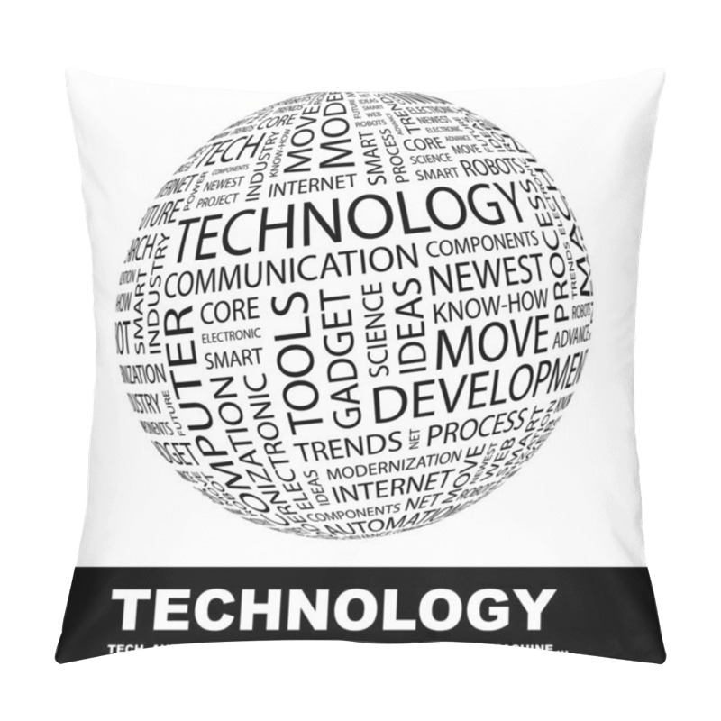 Personality  TECHNOLOGY. Globe With Different Association Terms. Pillow Covers