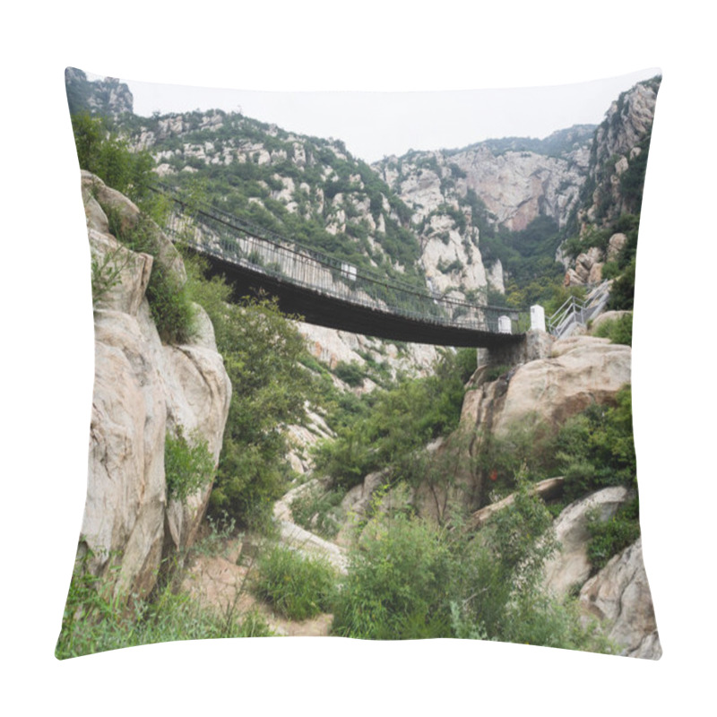 Personality  Hanging Bridge In Sacred Taoist Songshan Mountains  Pillow Covers