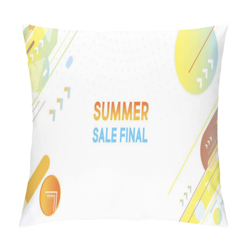 Personality  Blue And Orange Lines And Points White Background. Banner Summer Ecology Poster Triangle Vector Futuristic Light Minimal Geometric Pillow Covers