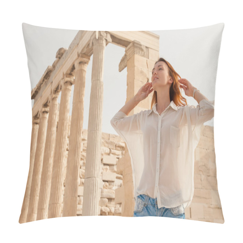 Personality  The Tourist Near The Acropolis Of Athens, Greece Pillow Covers