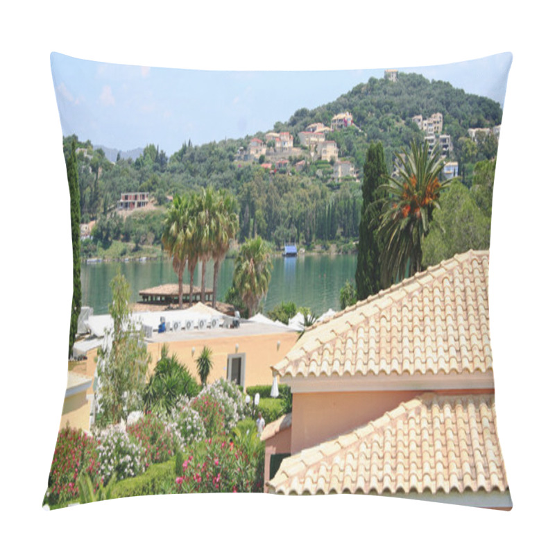 Personality  Greece. Corfu. Hotel On The Beach Pillow Covers