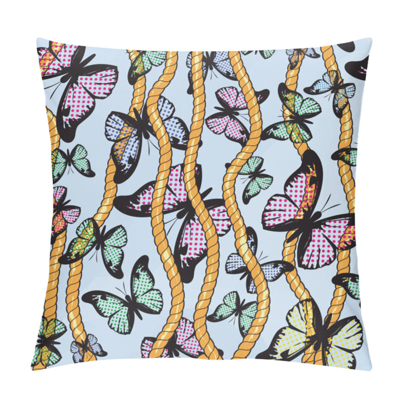 Personality  Continuous Design With Ropes And Butterflies. Pattern Seamless For Textile Industry. Pillow Covers