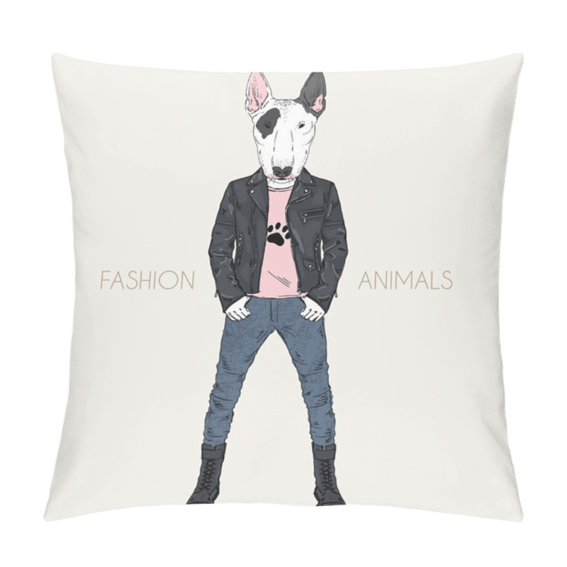 Personality  Bullterrier Doggy In Punk Style Pillow Covers