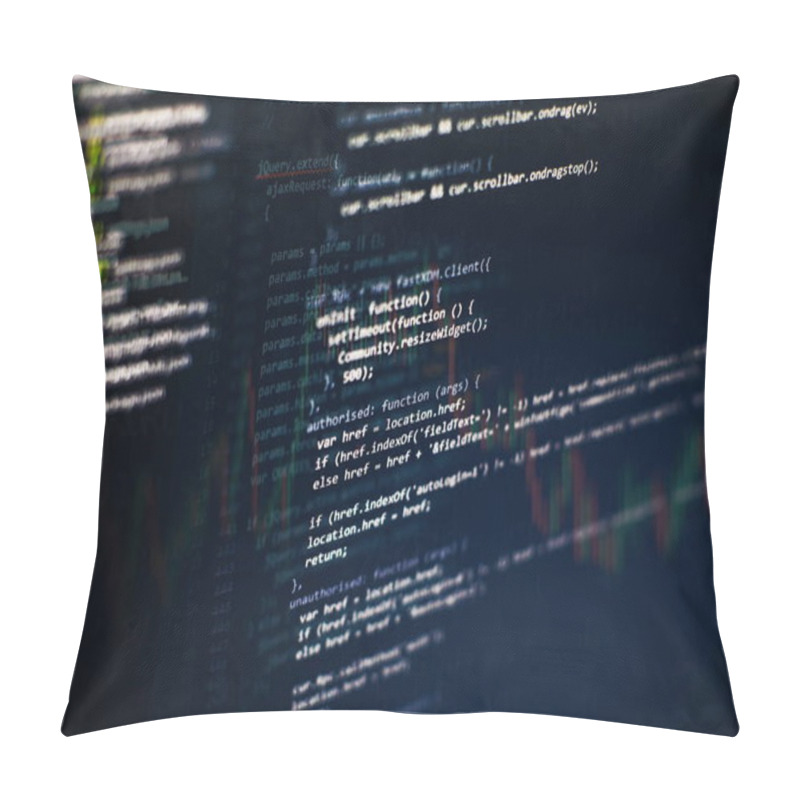 Personality  Developer Programming Code. Abstract Computer Script Code. Programming Code Screen Of Software Developer. Software Programming Work Time. Pillow Covers