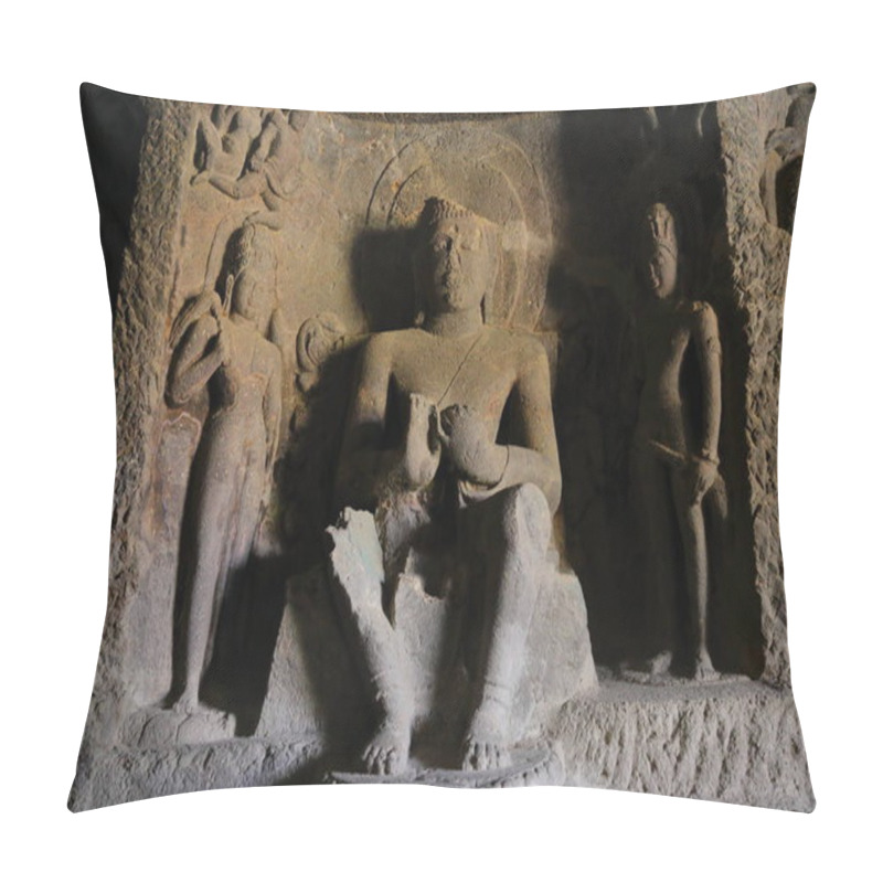 Personality  Temple Of Ellora Caves, The Rock-cut Temples, AURANGABAD, MAHARASHTRA In Central India  Pillow Covers