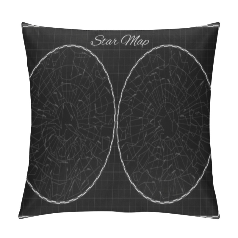 Personality  High Detailed Star Map With Names Of Constellations Pillow Covers