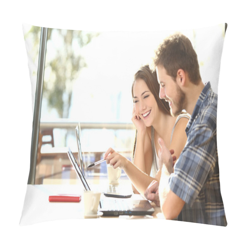 Personality  Two Students Studying In A Coffee Shop Pillow Covers