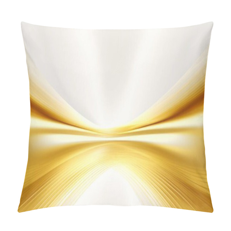 Personality  Gold Horizontal Lines, Symmetrical Composition, Bioluminescence, Pure White Background. Abstract Background Pillow Covers