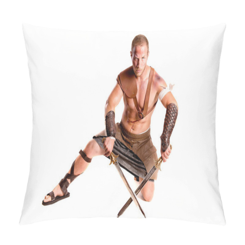 Personality  Strong Gladiator Isolated In White Background Pillow Covers