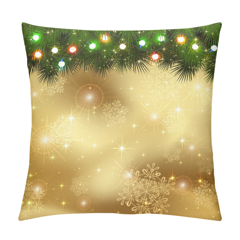 Personality  Christmas Garland On Golden Background Pillow Covers