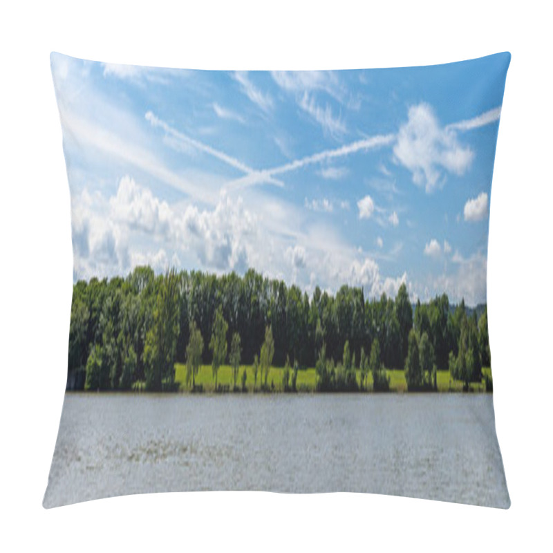 Personality  An Idyllic Panorama View Of The Rhine River Banks And Forests In Northeastern Siwtzerland Near Basel Pillow Covers