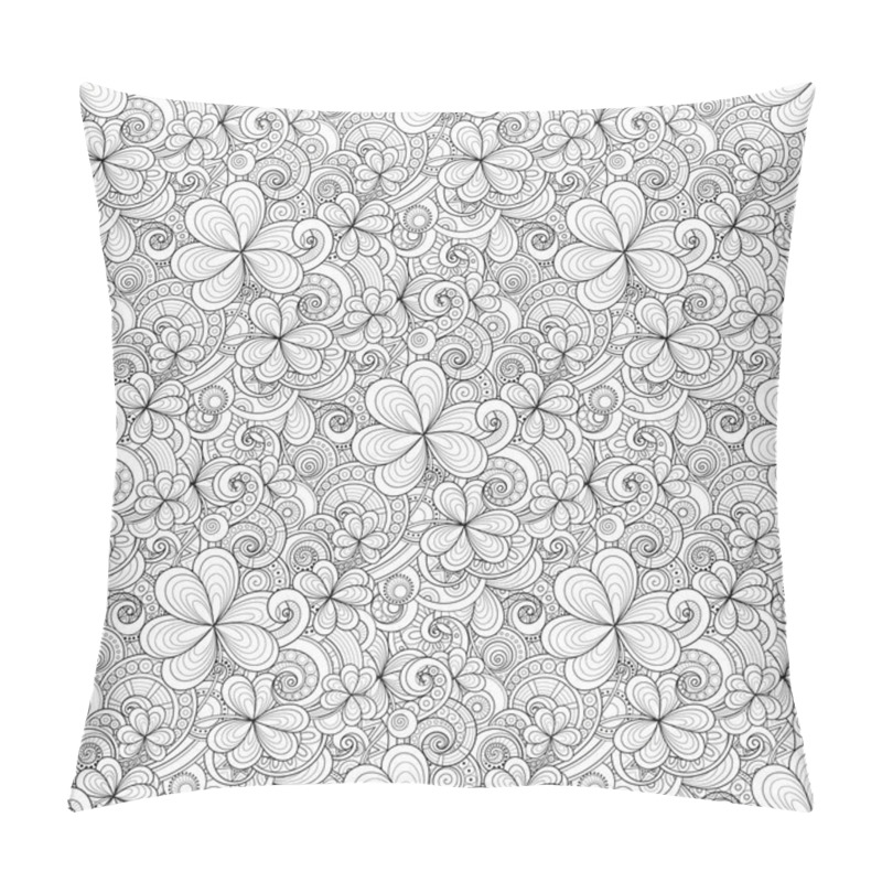 Personality  Monochrome Seamless Pattern With Floral Motifs, Vector, Illustration Pillow Covers