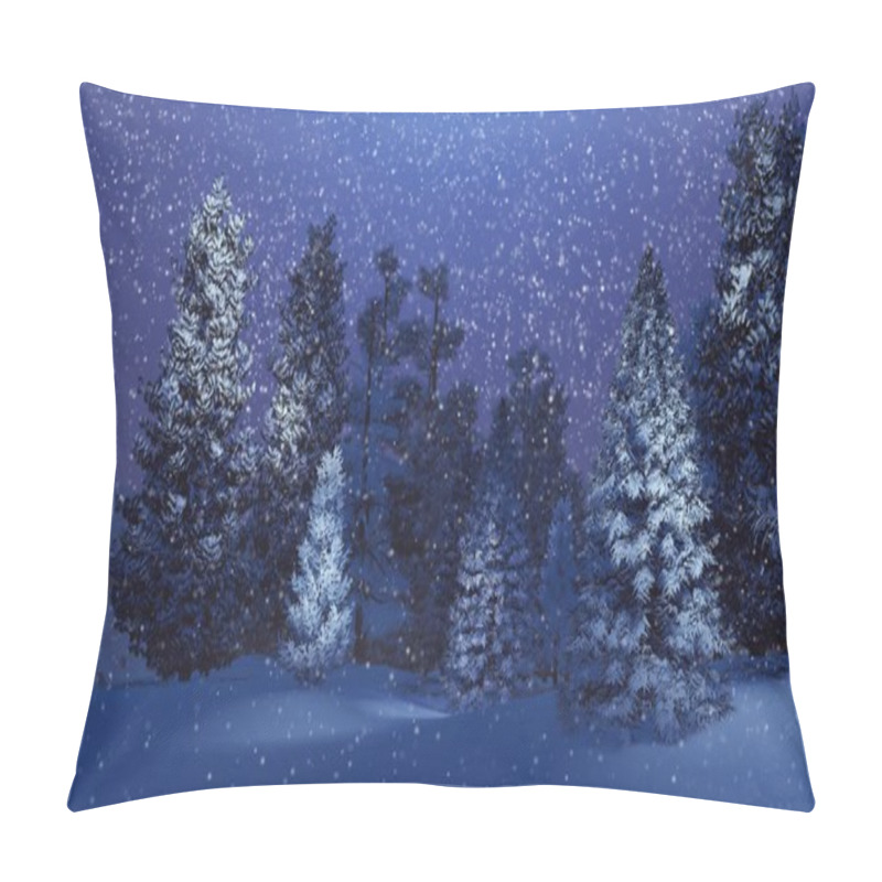 Personality  Magical Night In A Snowy Spruce Forest Pillow Covers