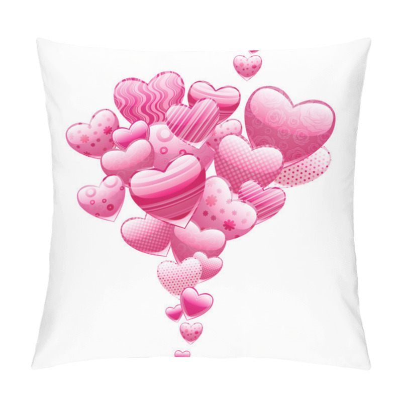 Personality  Abstract Flying Hearts. Vector Image. Pillow Covers