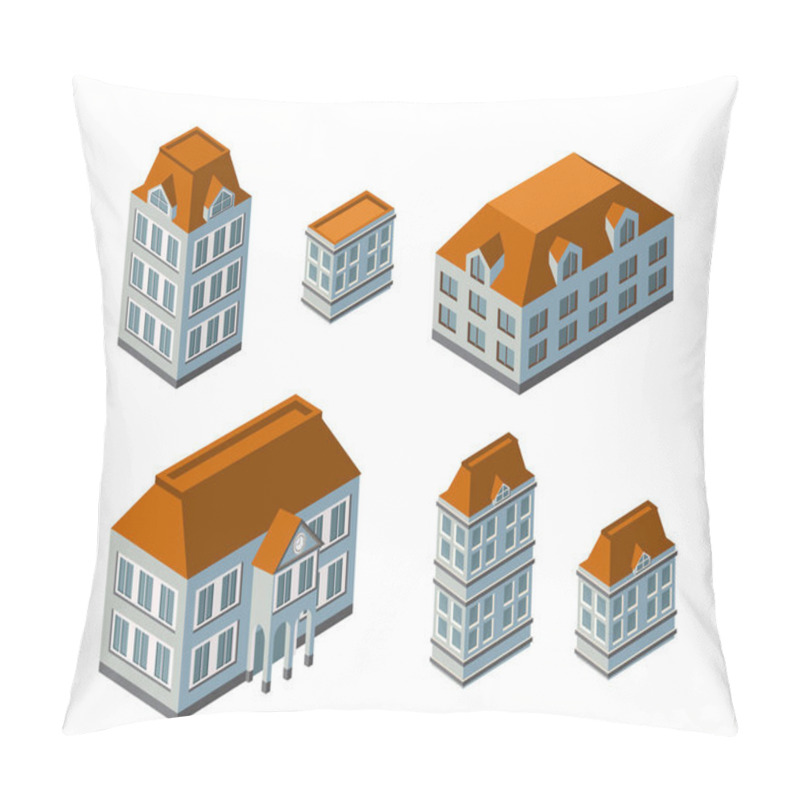 Personality  3D Isometric City Landscape Of Houses, Gardens And Streets Pillow Covers