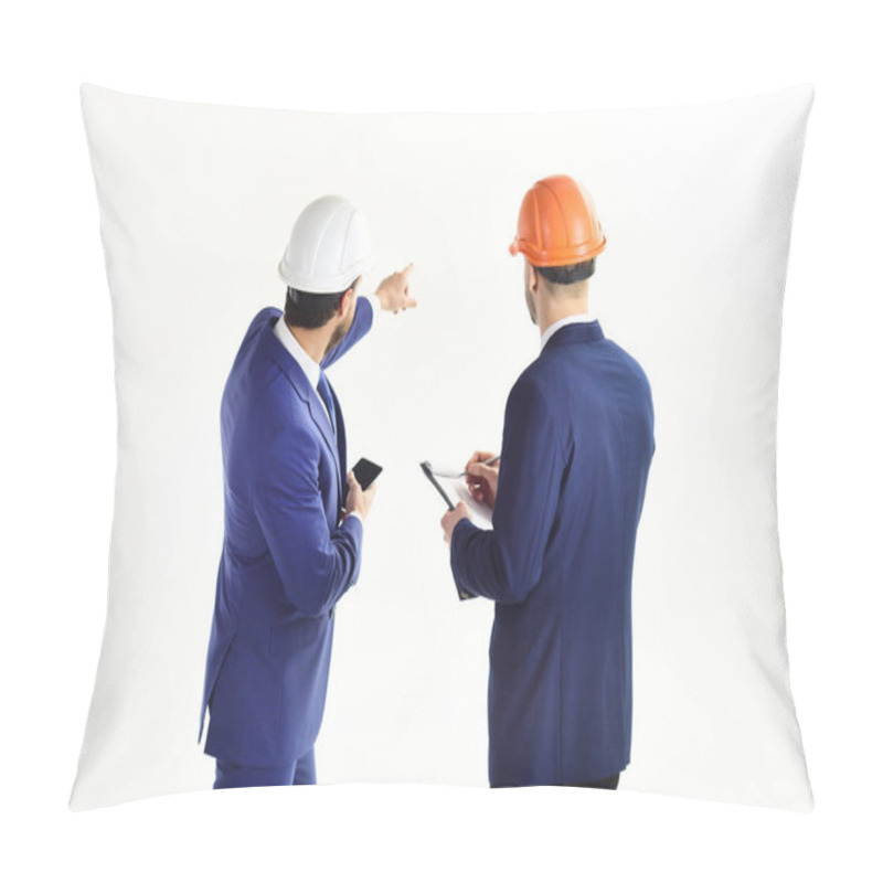 Personality  Main Engineer And Building Surveyor Back View. Site Pillow Covers