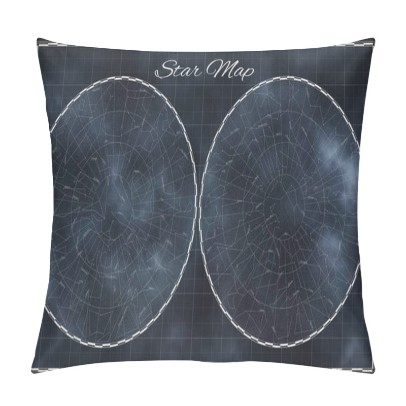 Personality  High Detailed Star Map With Names Of Constellations Pillow Covers