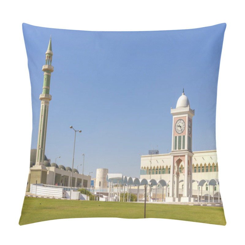 Personality  Grand Mosque And Clock Tower In Doha Pillow Covers