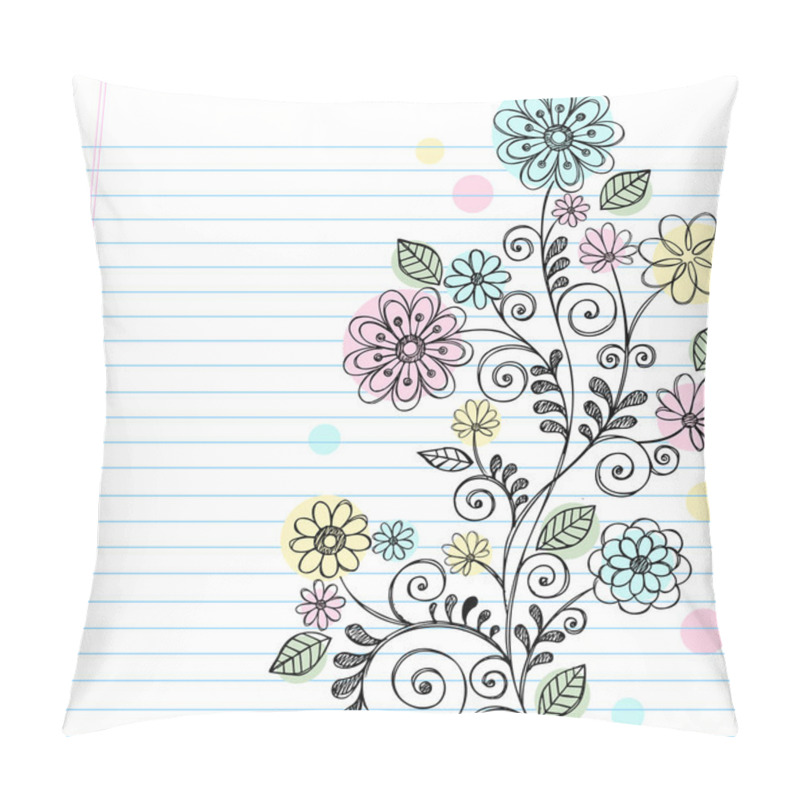 Personality  Flowers And Vines Sketchy Doodle Vector Pillow Covers