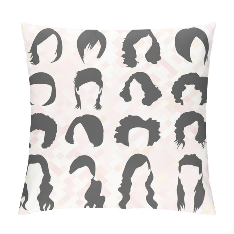 Personality  Vector Set: Woman's Hair Style Silhouettes Pillow Covers