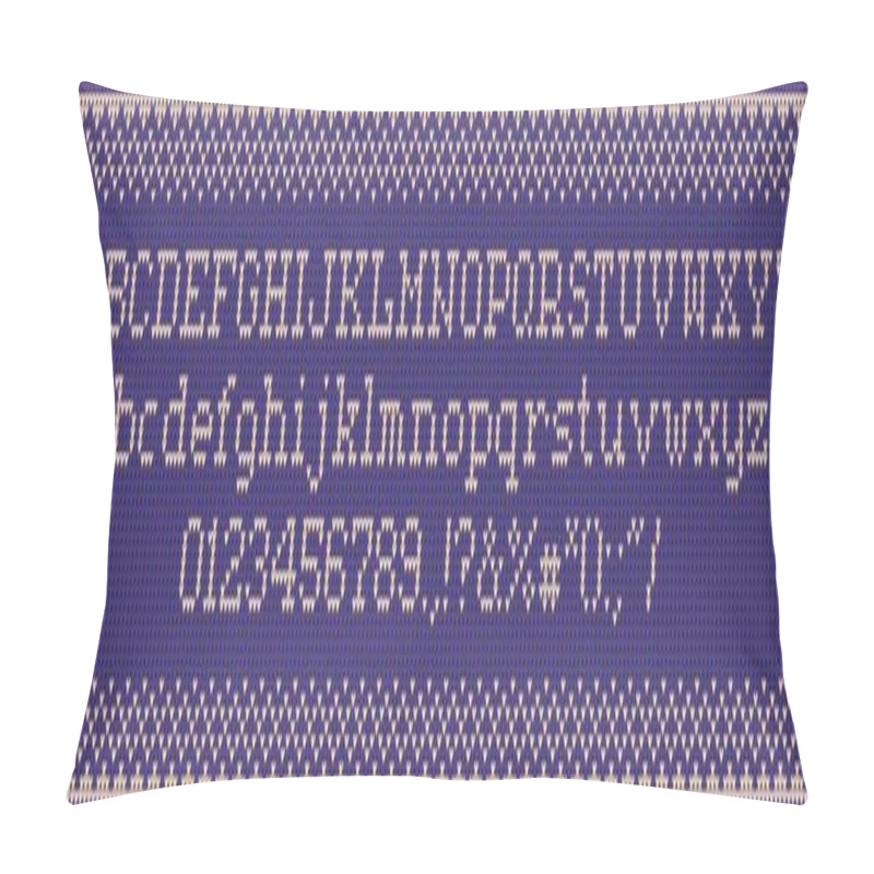 Personality  Ugly Sweater Font. Knitted Letters, Christmas Holiday Clothes Sweaters And Xmas Knits Fabric Vector Illustration Set Pillow Covers