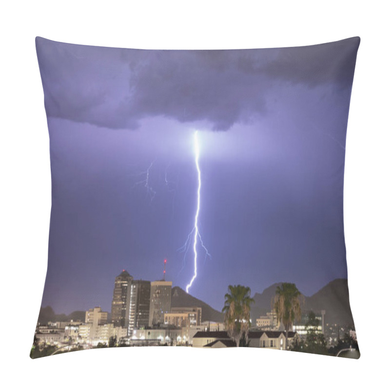 Personality  Electrical Storm Lightning Striking Over Downtown Tucson Arizona Pillow Covers