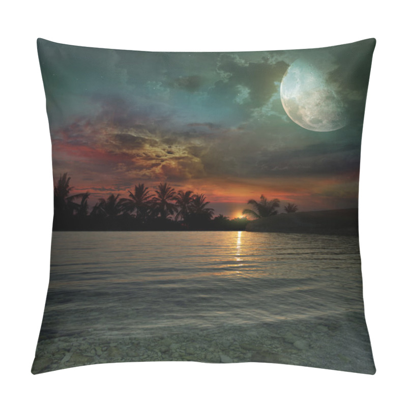 Personality  The Ocean, Sunset And Moon Pillow Covers