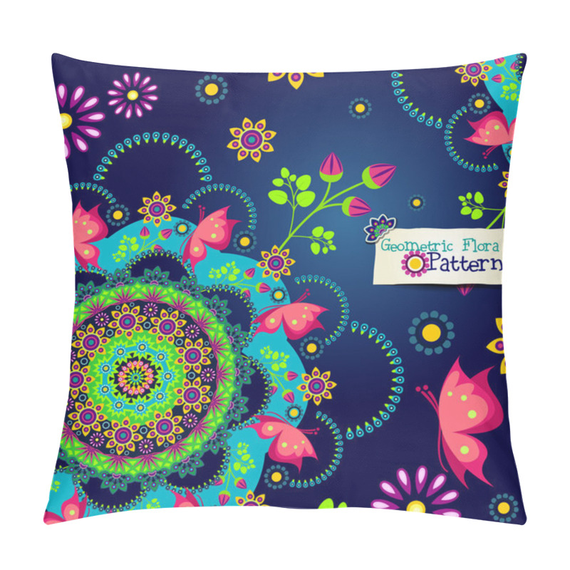 Personality  Geometric Floral Pattern And Butterflies Pillow Covers